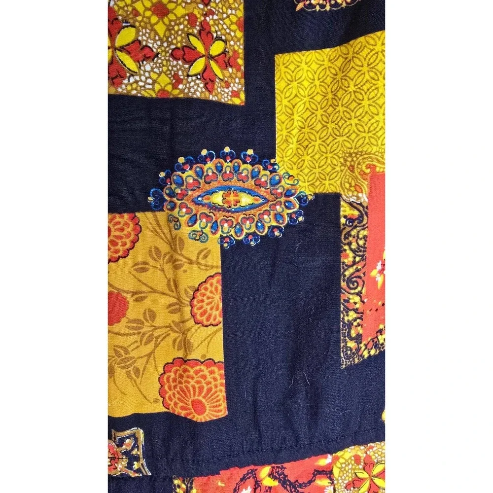 Vintage‎ Jaree Classic Patchwork Print Sleeveless Romper Red Yellow Black Floral